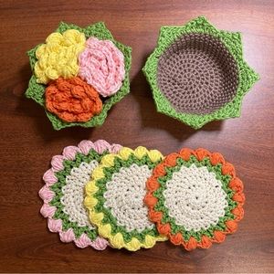 Orange/Pink/Yellow Rose Coasters 🌸🌼🏵️